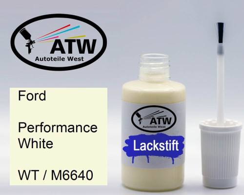 Ford, Performance White, WT / M6640: 20ml Lackstift, von ATW Autoteile West.